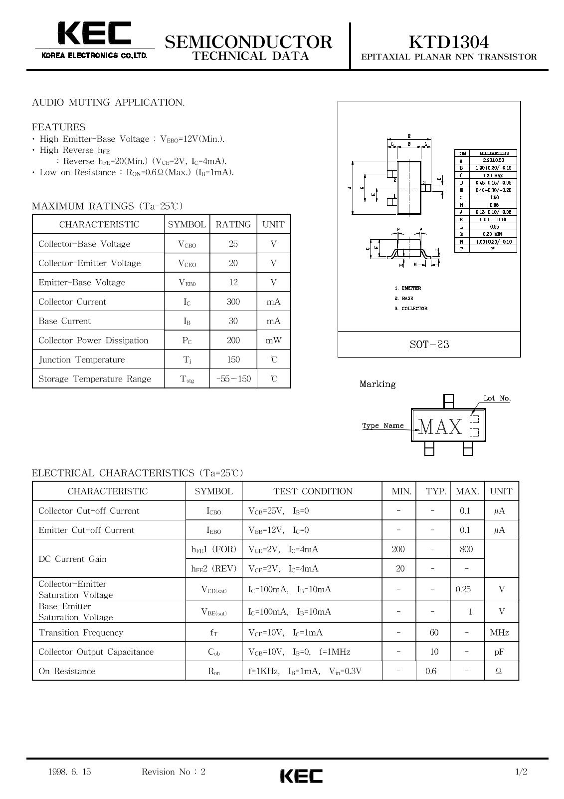 KEC KTD1304 Datasheet