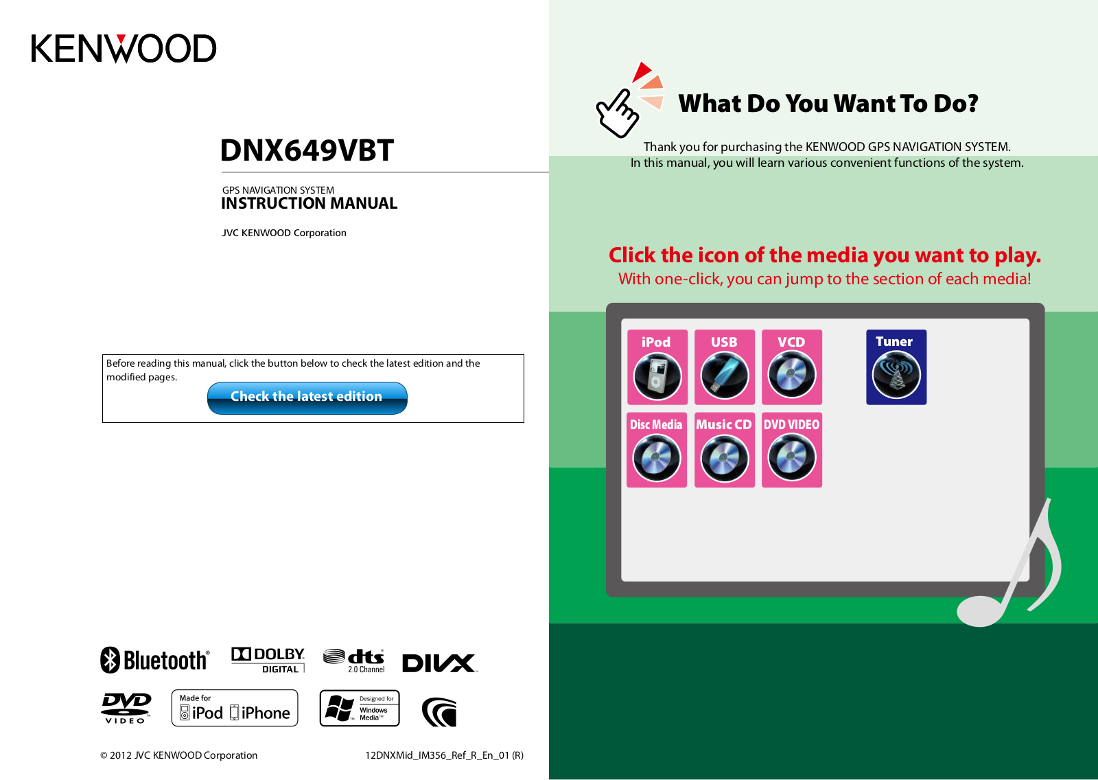 Kenwood DNX649VBT Instruction Manual