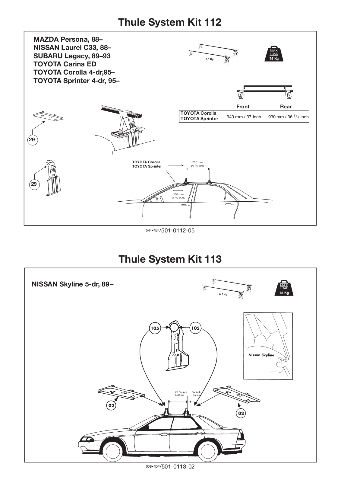 Thule 113, 112 User Manual