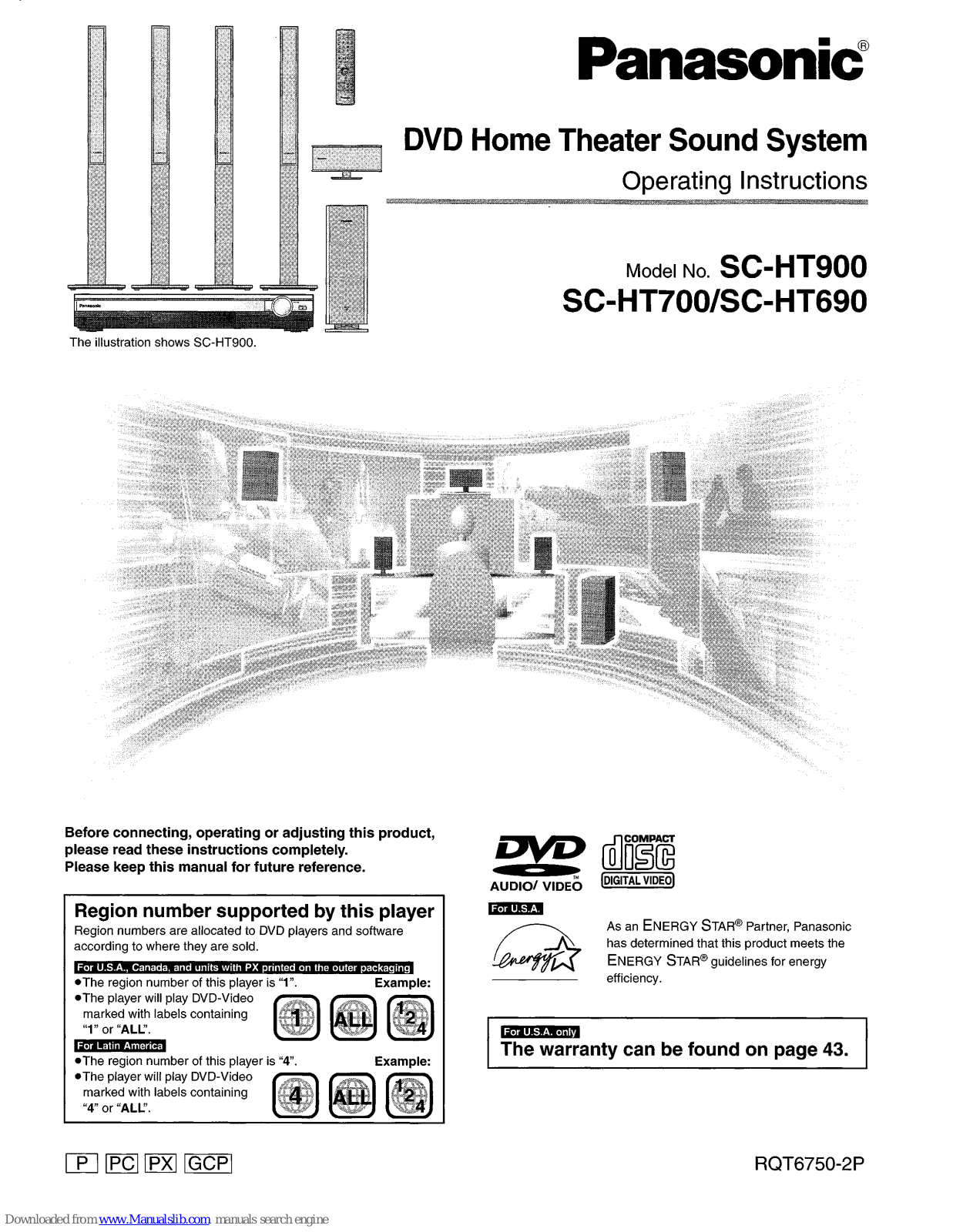 Panasonic SC-HT900, SC-HT690, SC-HT700, SB-FS900, SB-FS803A Operating Instructions Manual