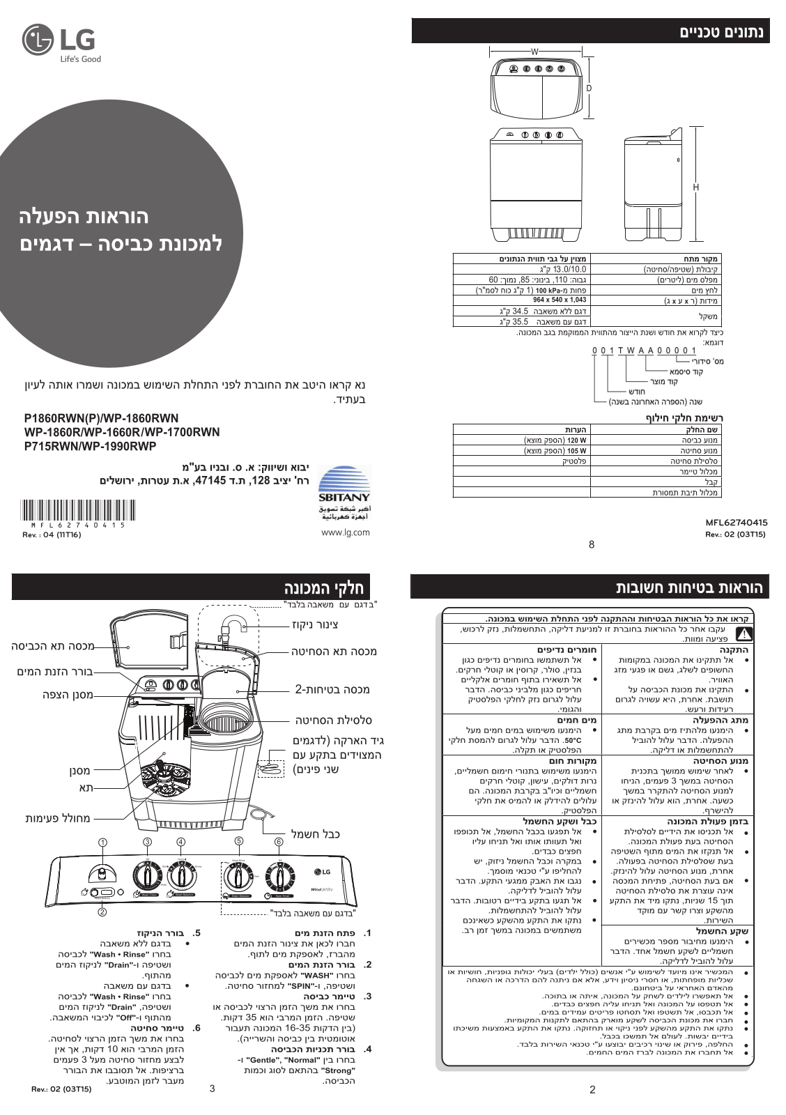 LG WP-1990RWP User Guide