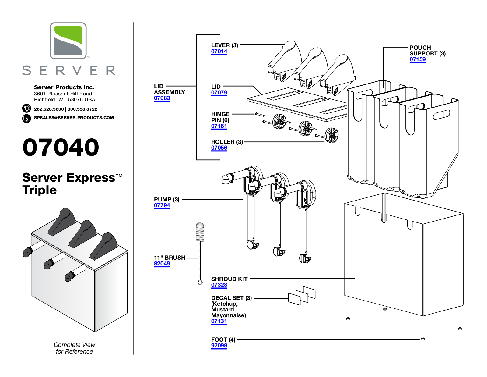 Server 07040 PARTS LIST