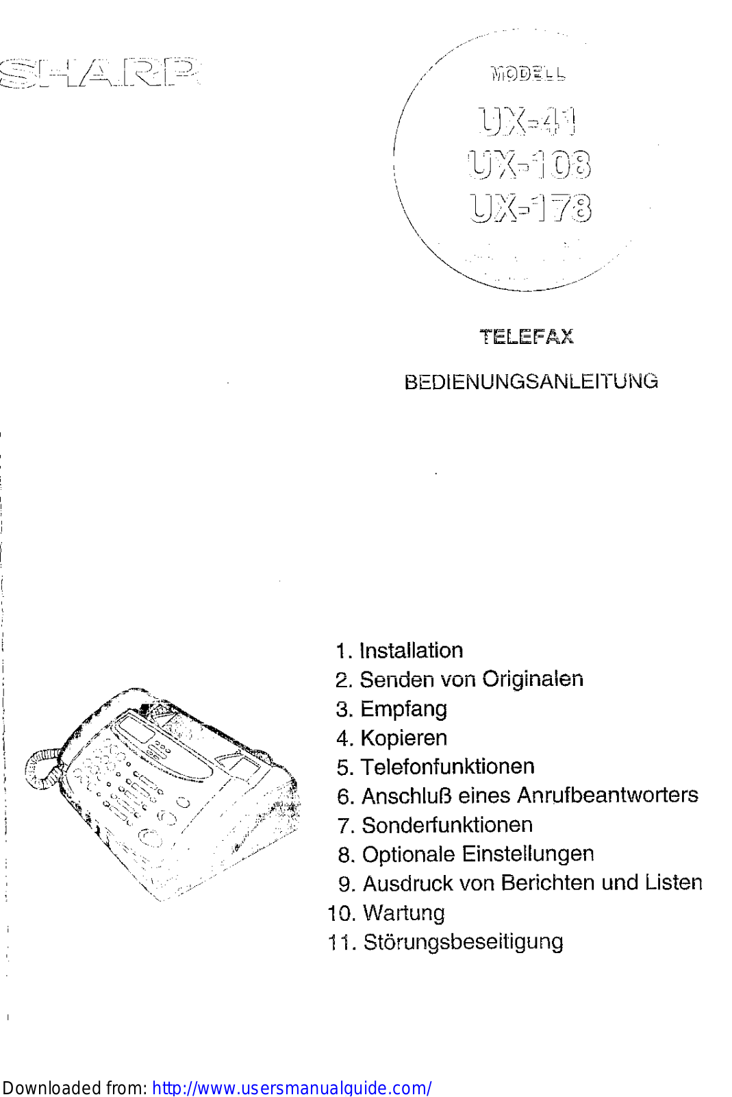 SHARP UX-41/108/178 User Manual