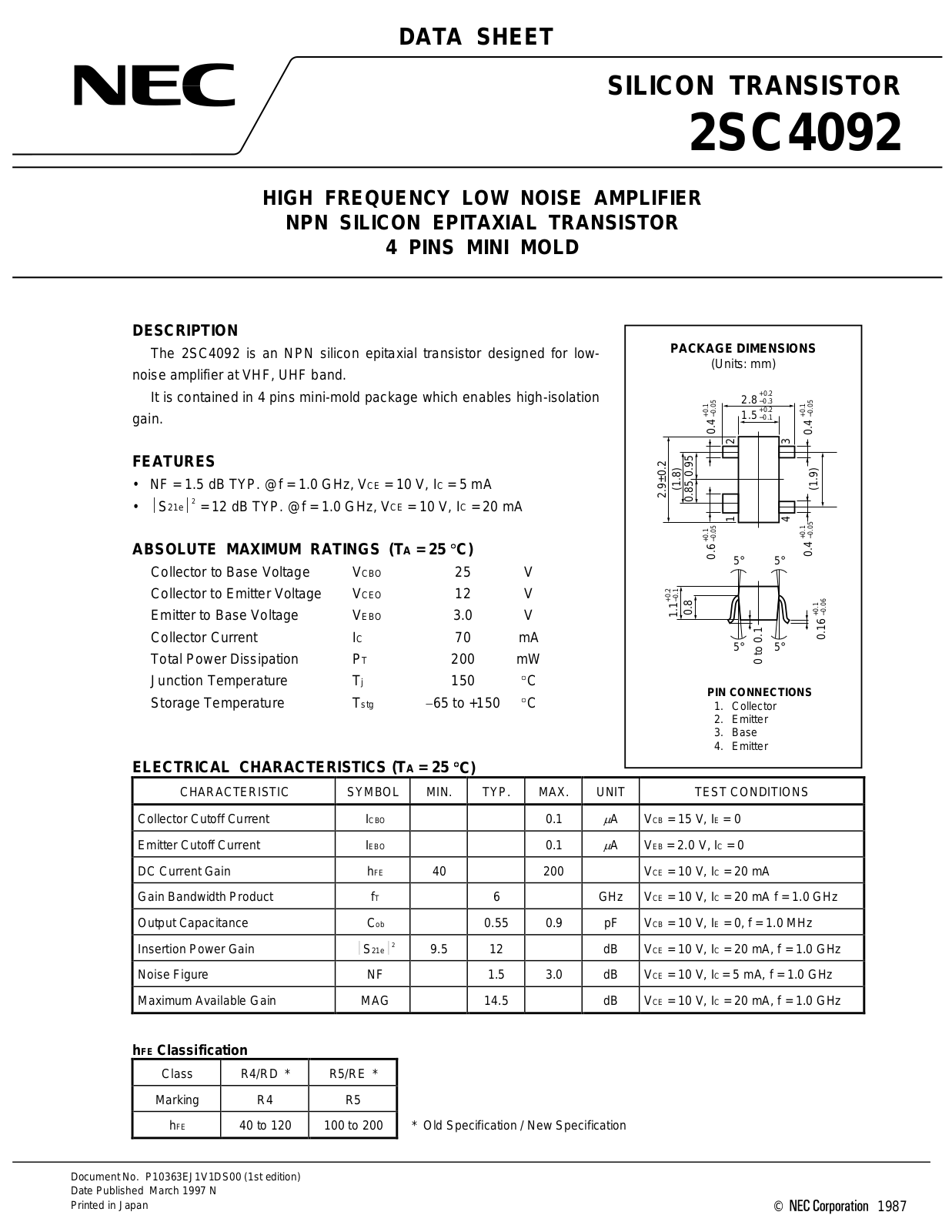 NEC 2sc4092 Datasets - ManualMachine.com