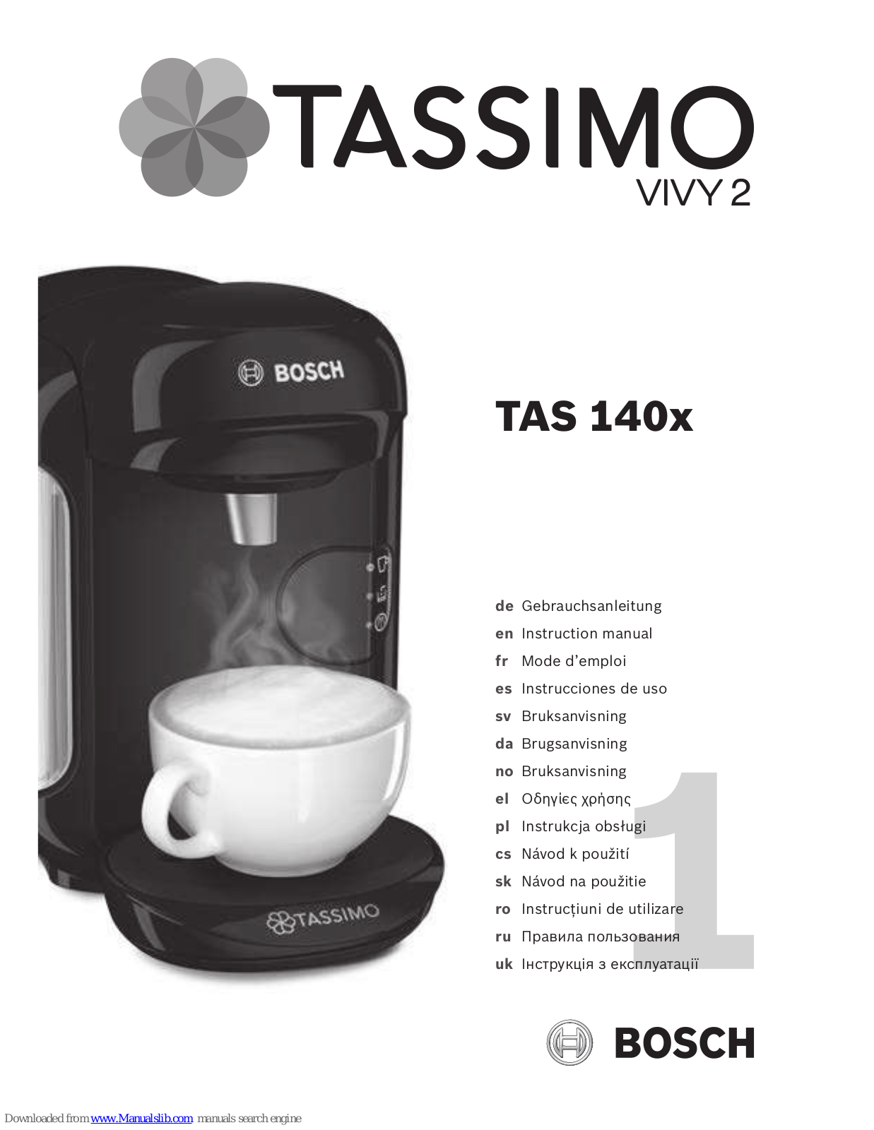 Tassimo VIVY 2 TAS 140 SERIES Instruction Manual