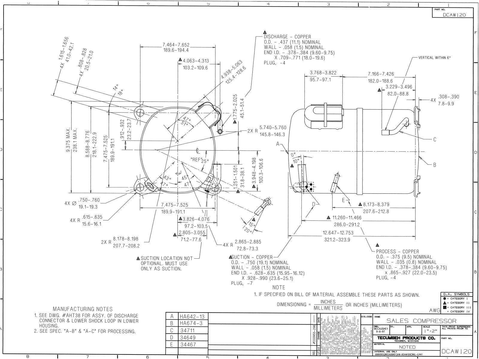 Tecumseh AWA2450ZXT, AWA2460ZXT, AWA9490ZXT, AWA9512ZXT, AWA9514ZXT Drawing Data