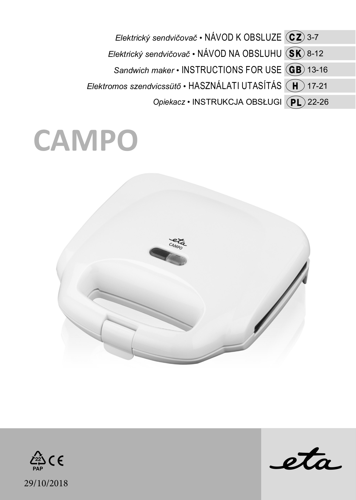 ETA Campo 4151 90010 User Manual