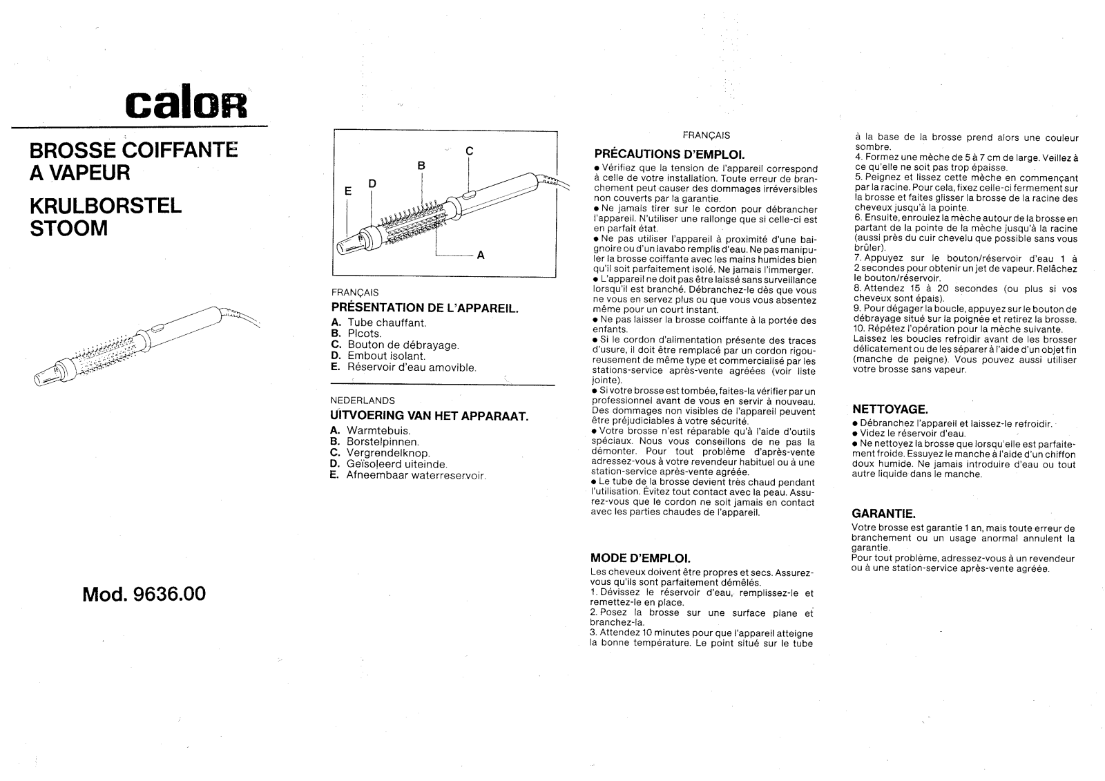 Calor 9636 User Manual