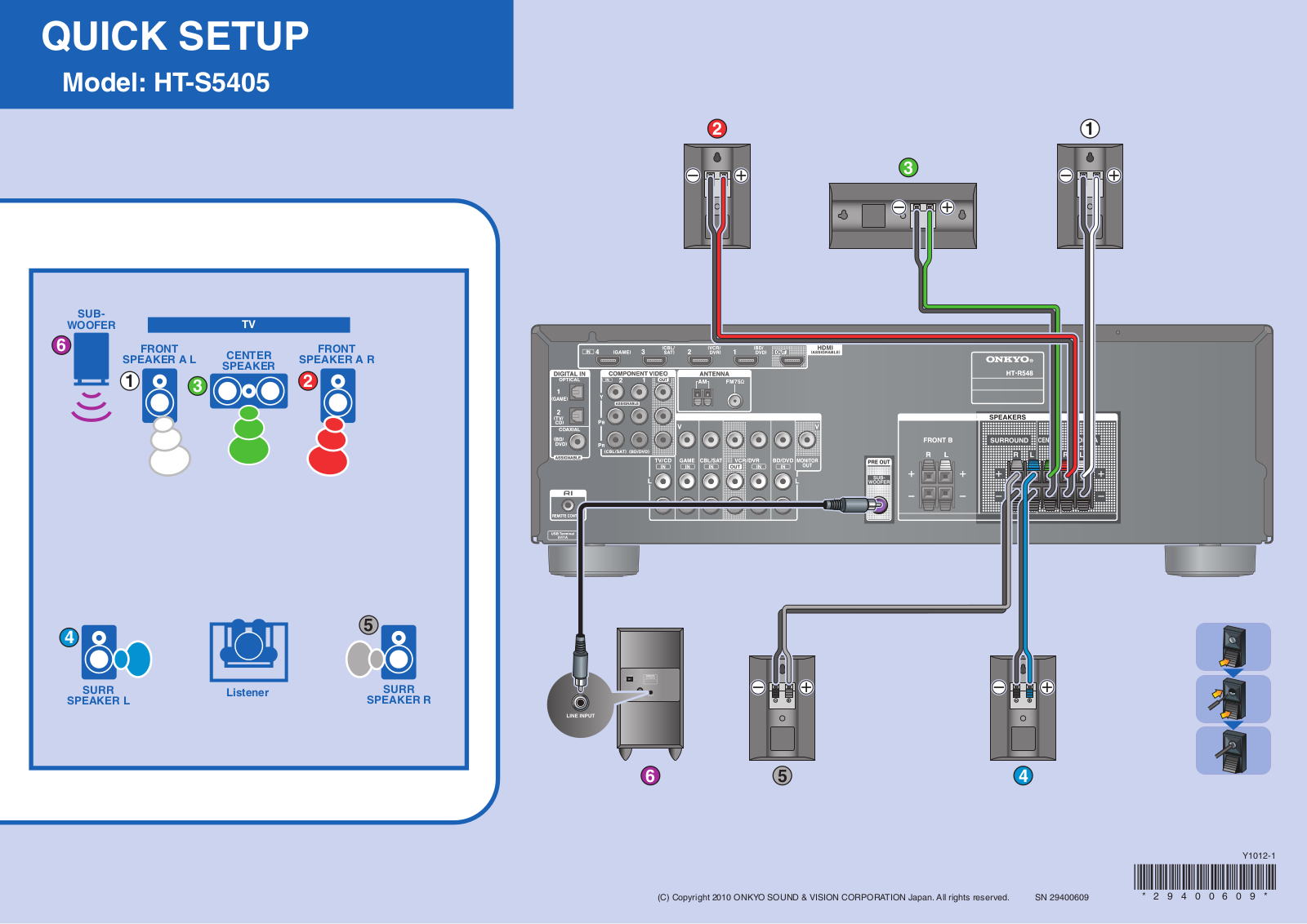 Onkyo HT-S5405 QUICK SETUP GUIDE