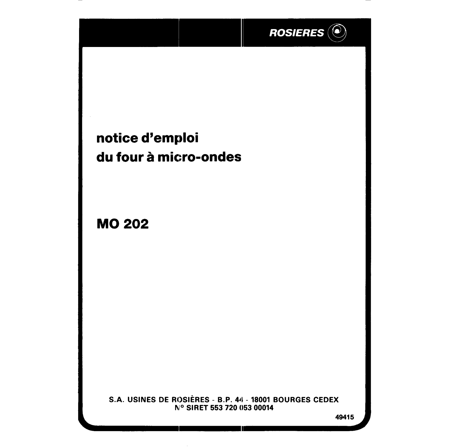 Rosieres MO 202 User Manual