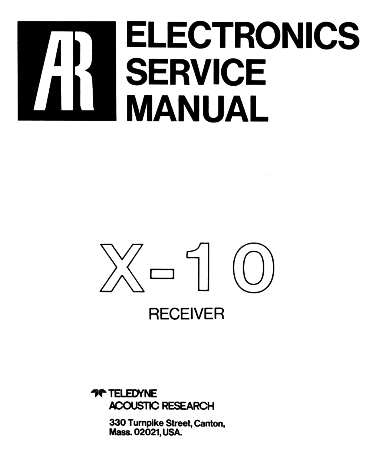 Acoustic Research X-10 Service manual