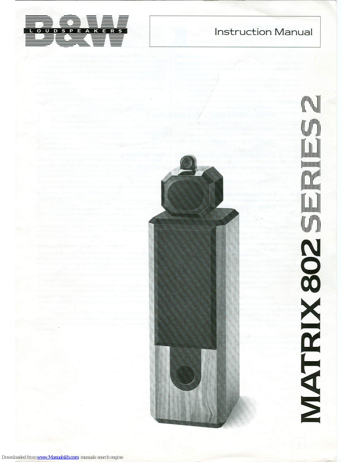 Bowers & Wilkins Matrix 802 Series, Matrix 802 Series 2 Instruction Manual