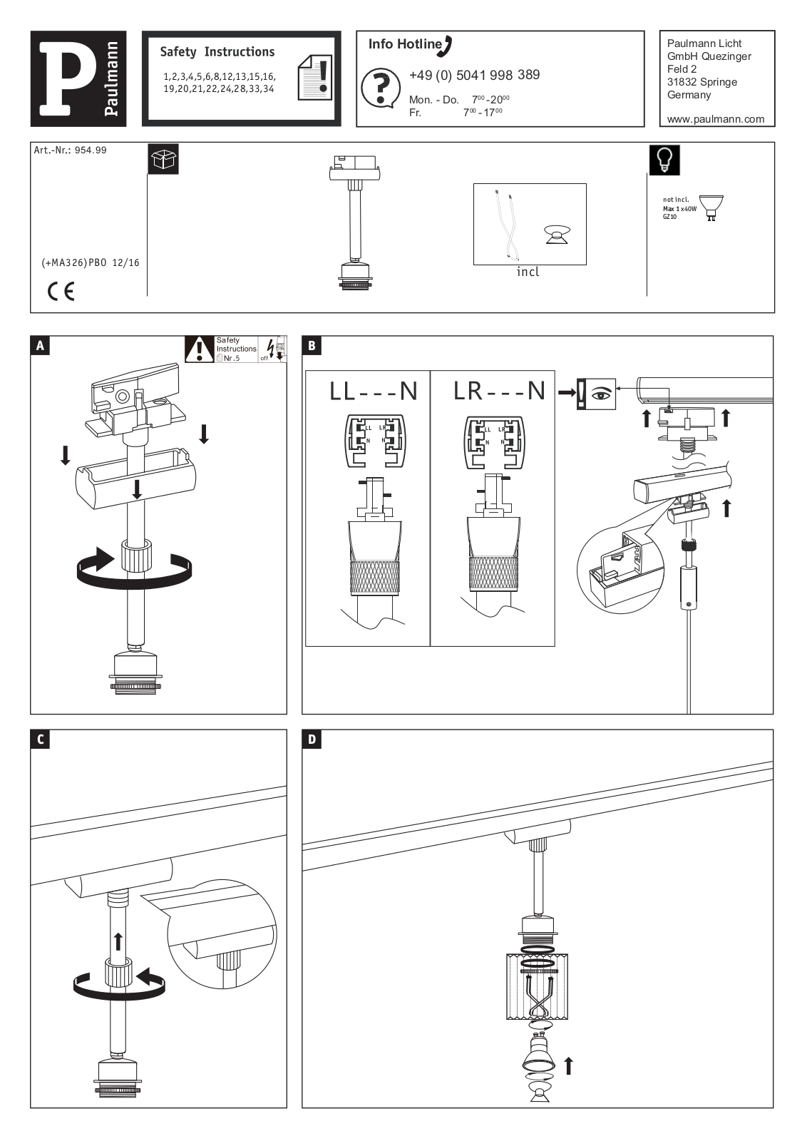 Paulmann 954.99 operation manual - ManualMachine.com