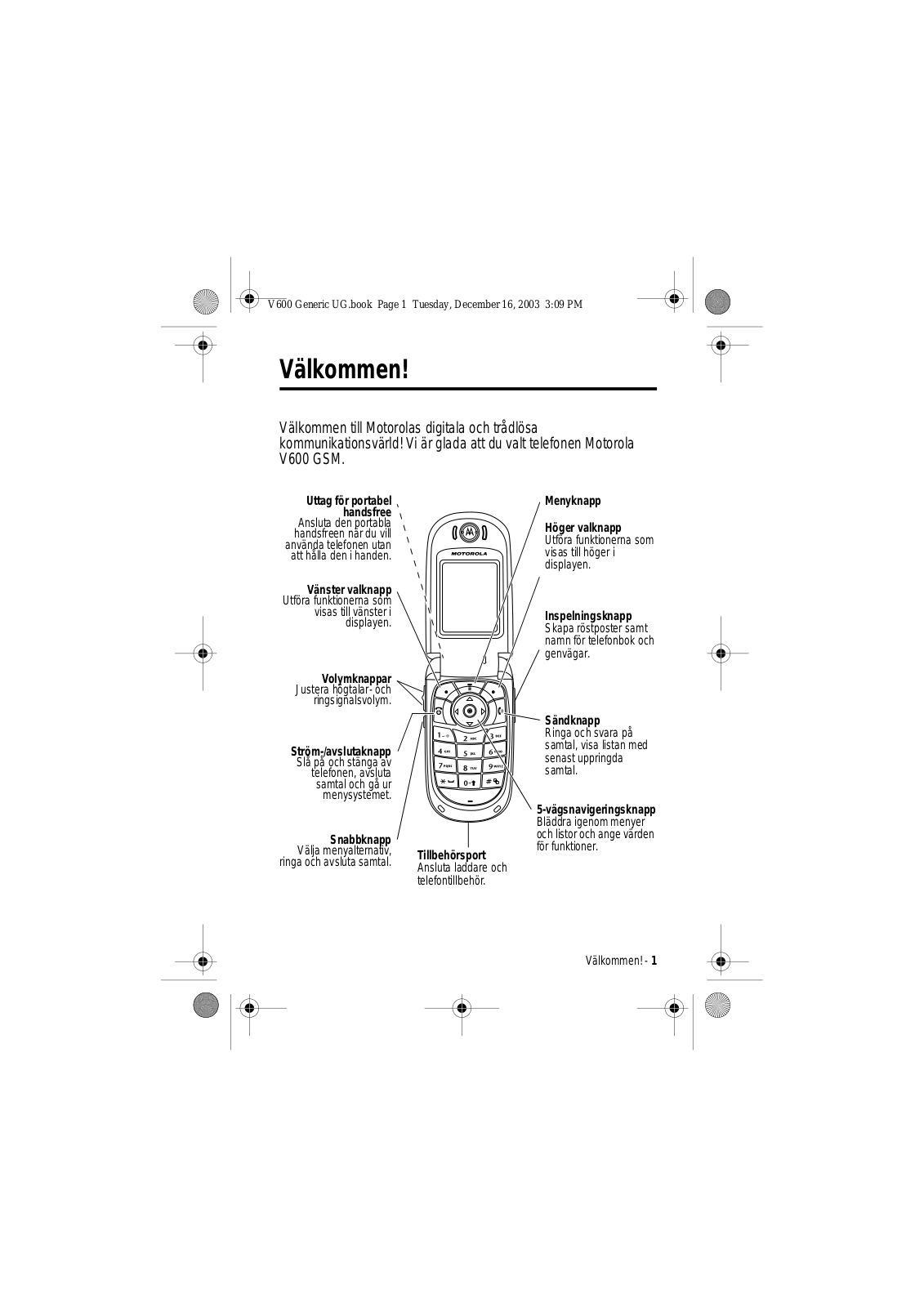 Motorola V600 User Manual