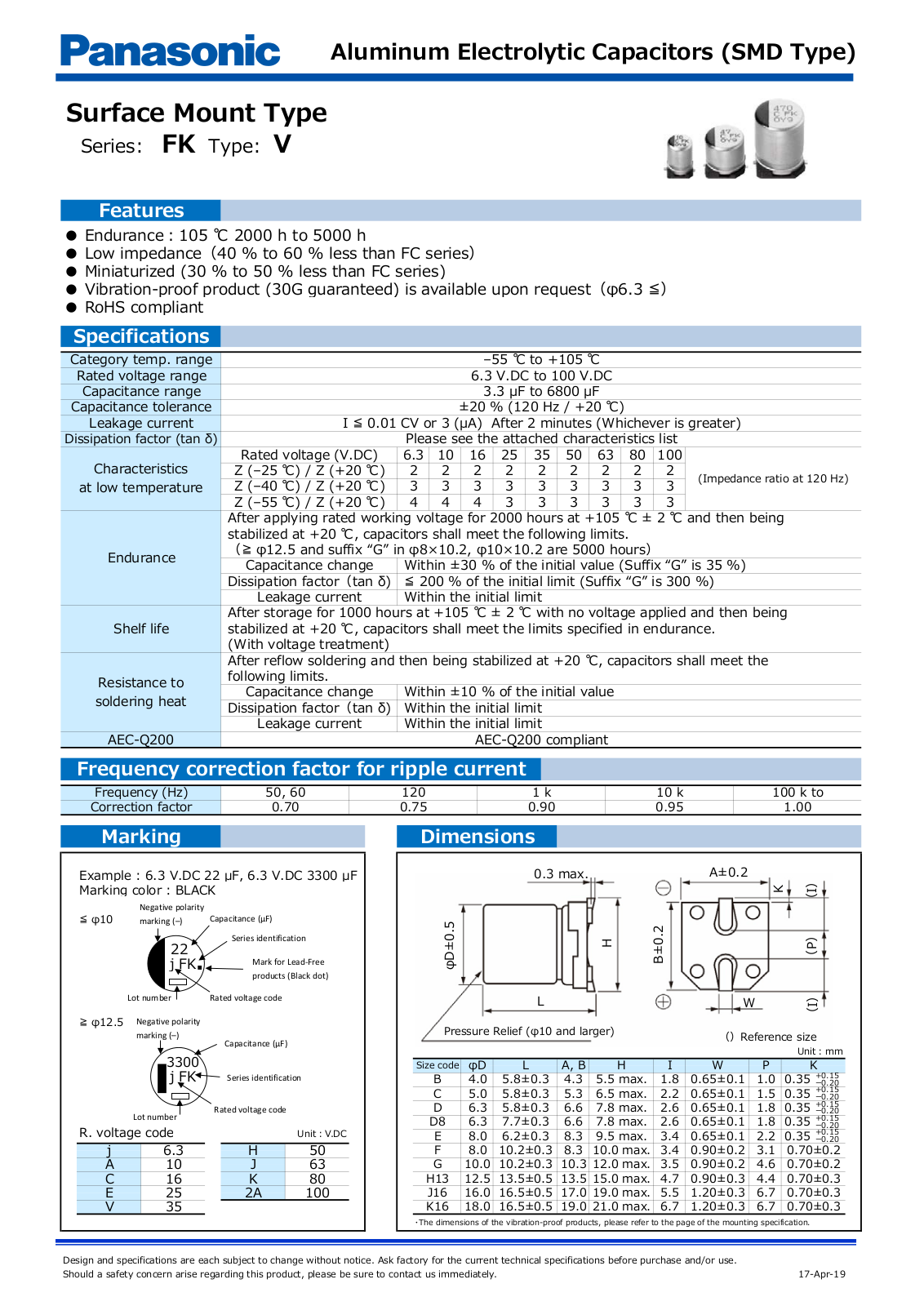 Datasheet FK series Specification - ManualMachine.com