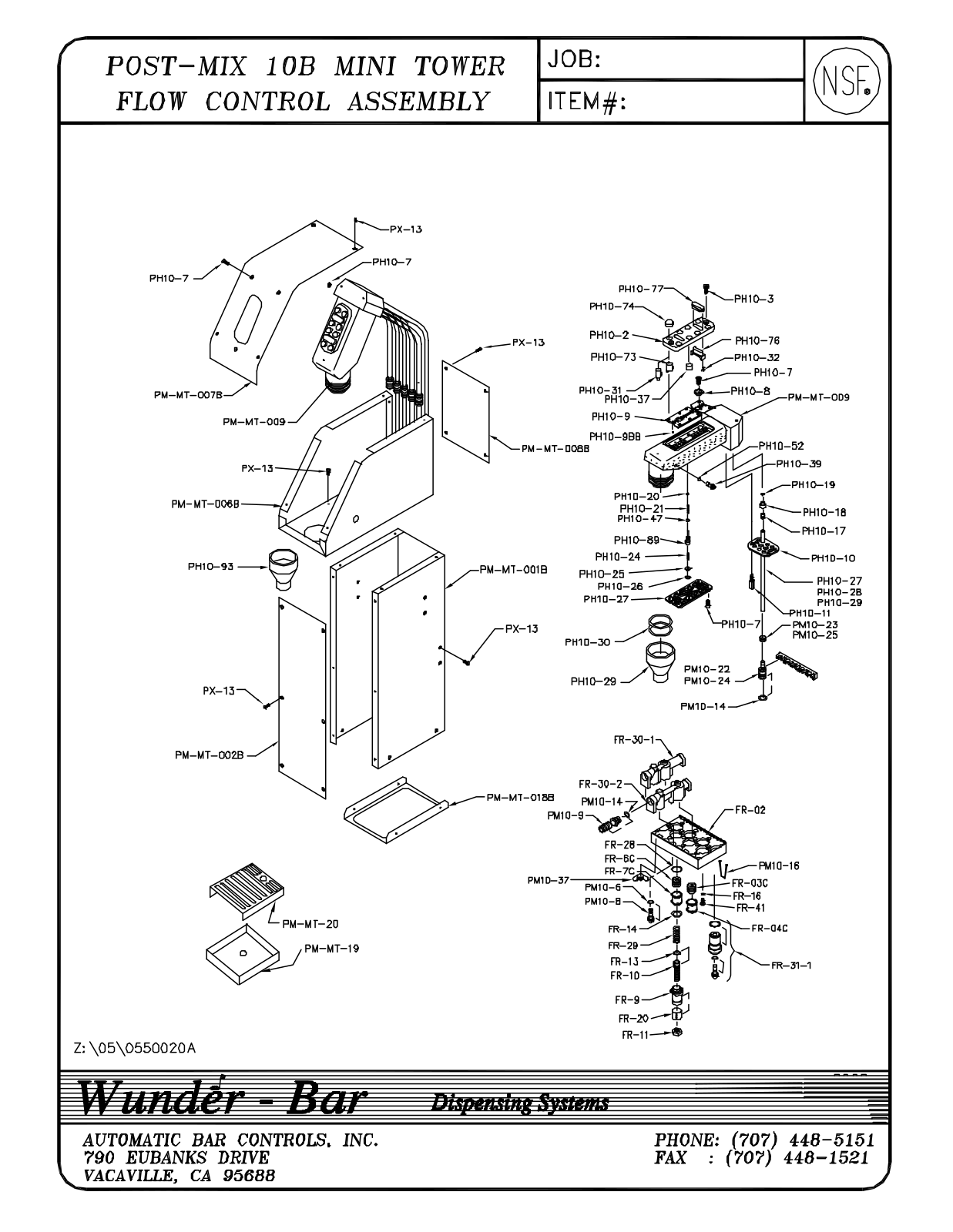 Wunder Bar POST-MIX 10B Parts List