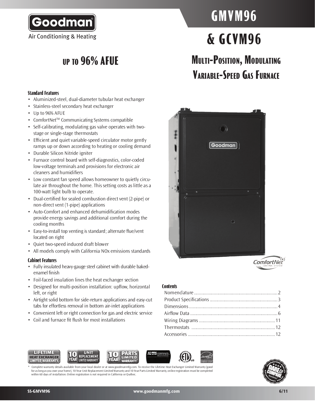 Goodman Mfg GMVM96 User Manual