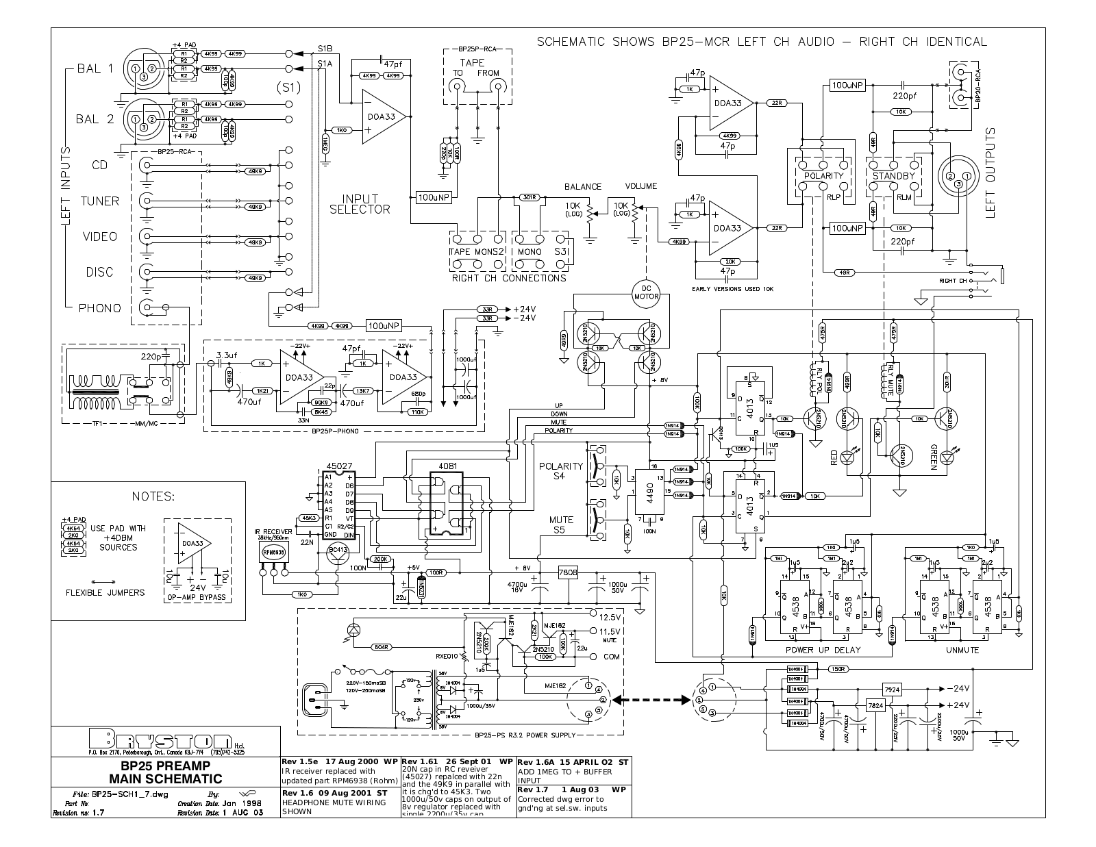 Bryston BP-25 Schematic