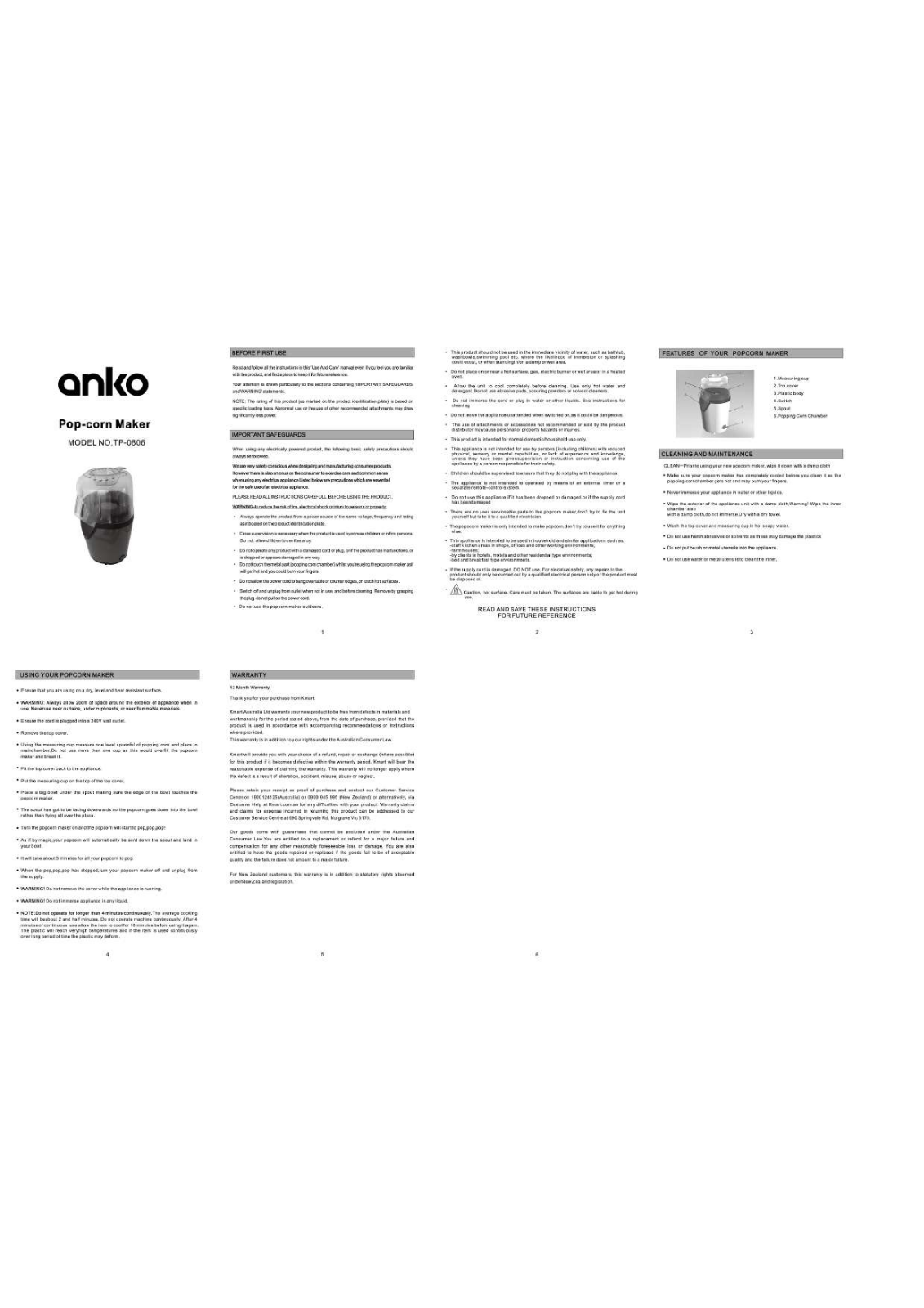 Anko TP-0806 User Manual