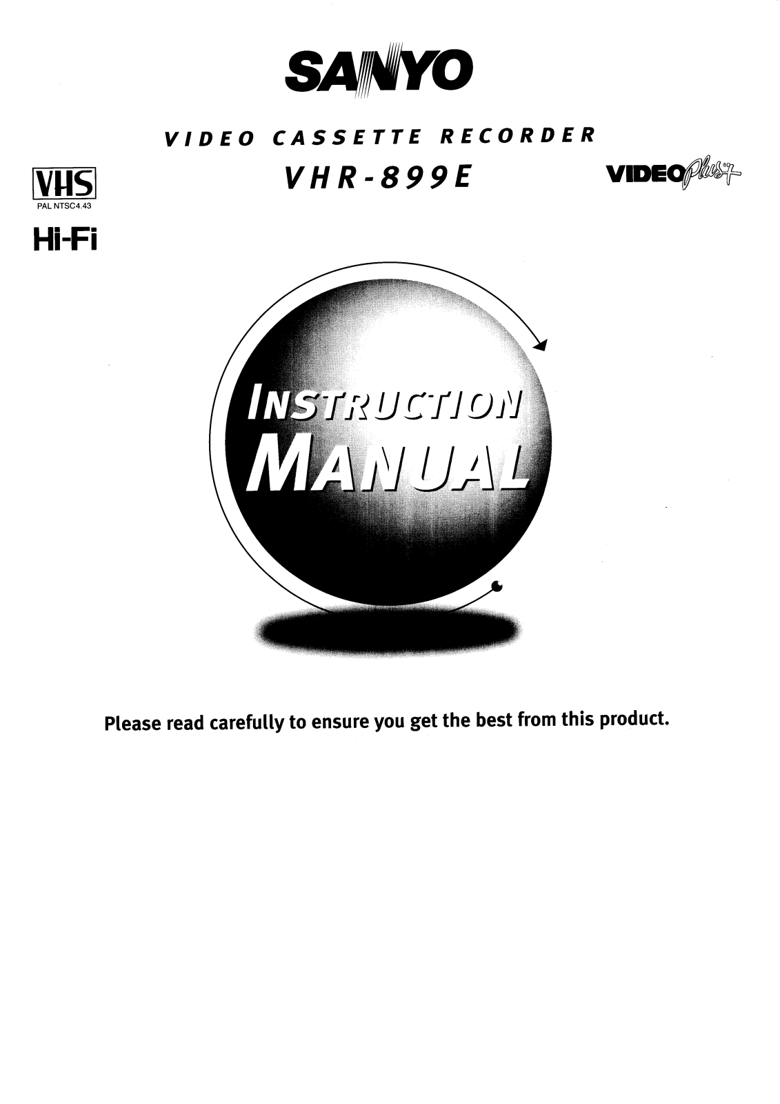 Sanyo VHR-899E Instruction Manual