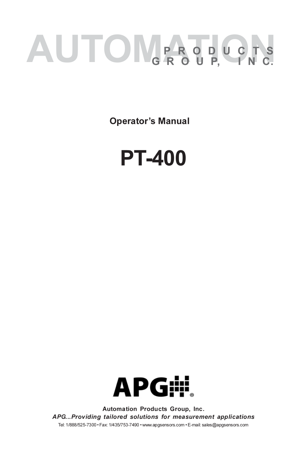 APG PT-400 User Manual