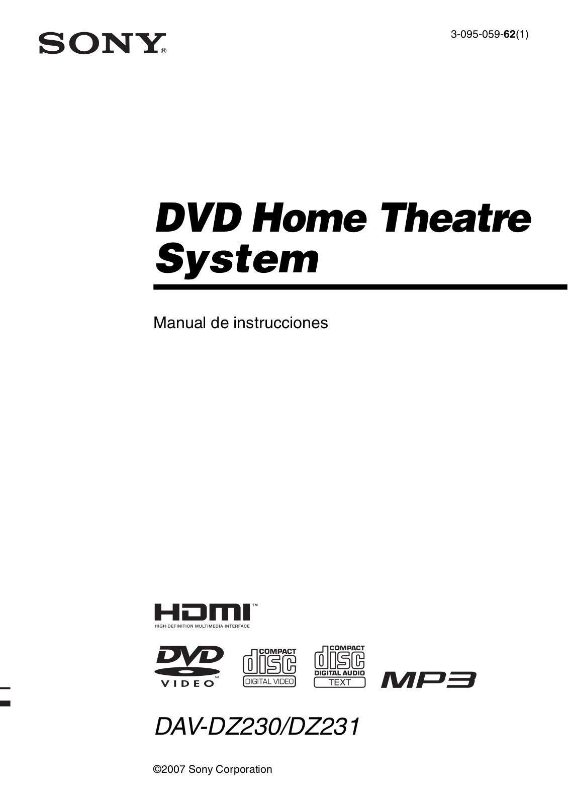 Sony DAV-DZ230, DAV-DZ231 User Manual