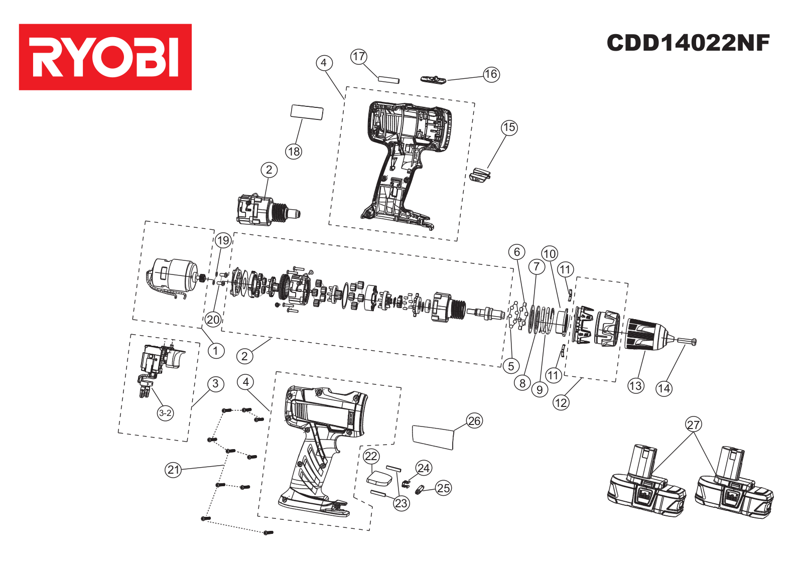 RYOBI CDD 14022NF User Manual