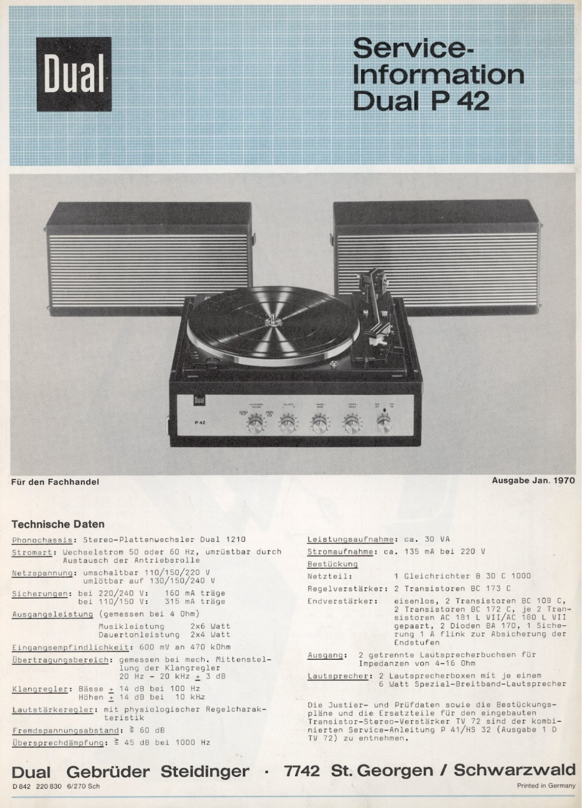 Dual P-42 Service manual