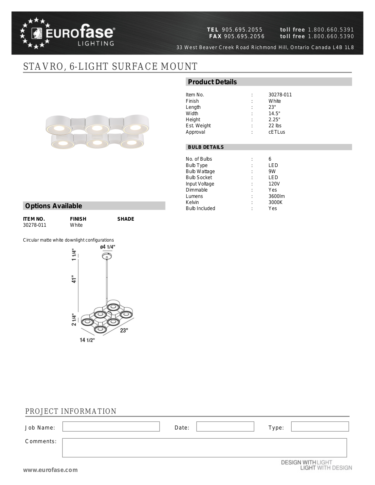 Eurofase XEO4087 Specifications - ManualMachine.com