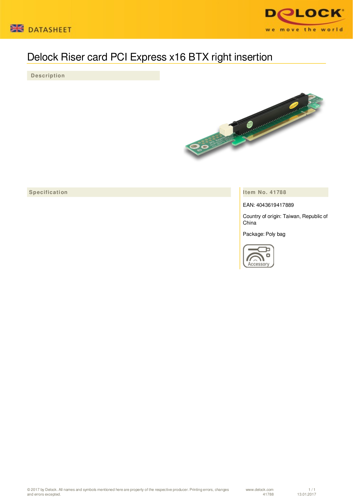 DeLOCK PCIe x16 Riser Karte 90° User Manual