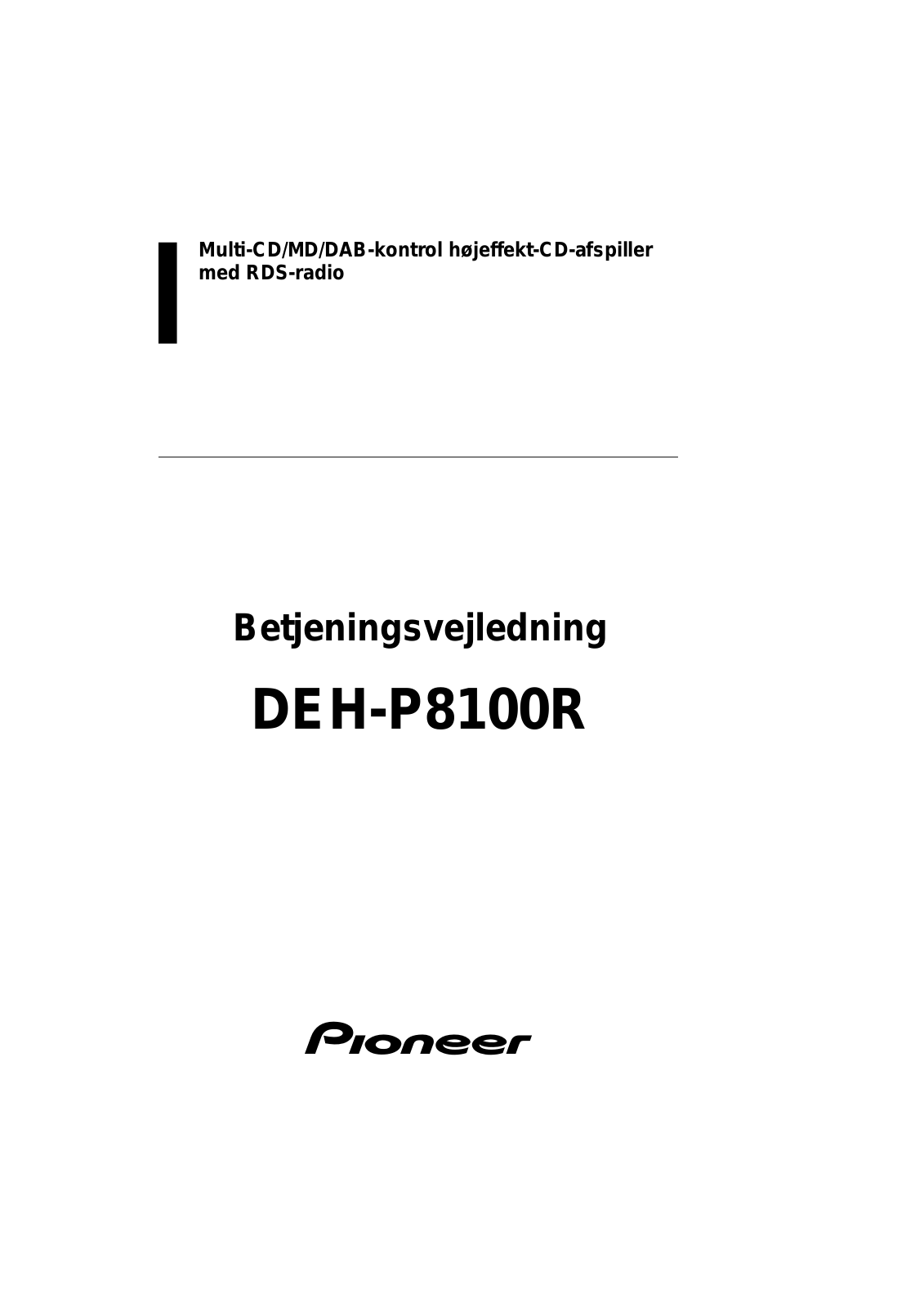 Pioneer DEH-P8100R User Manual