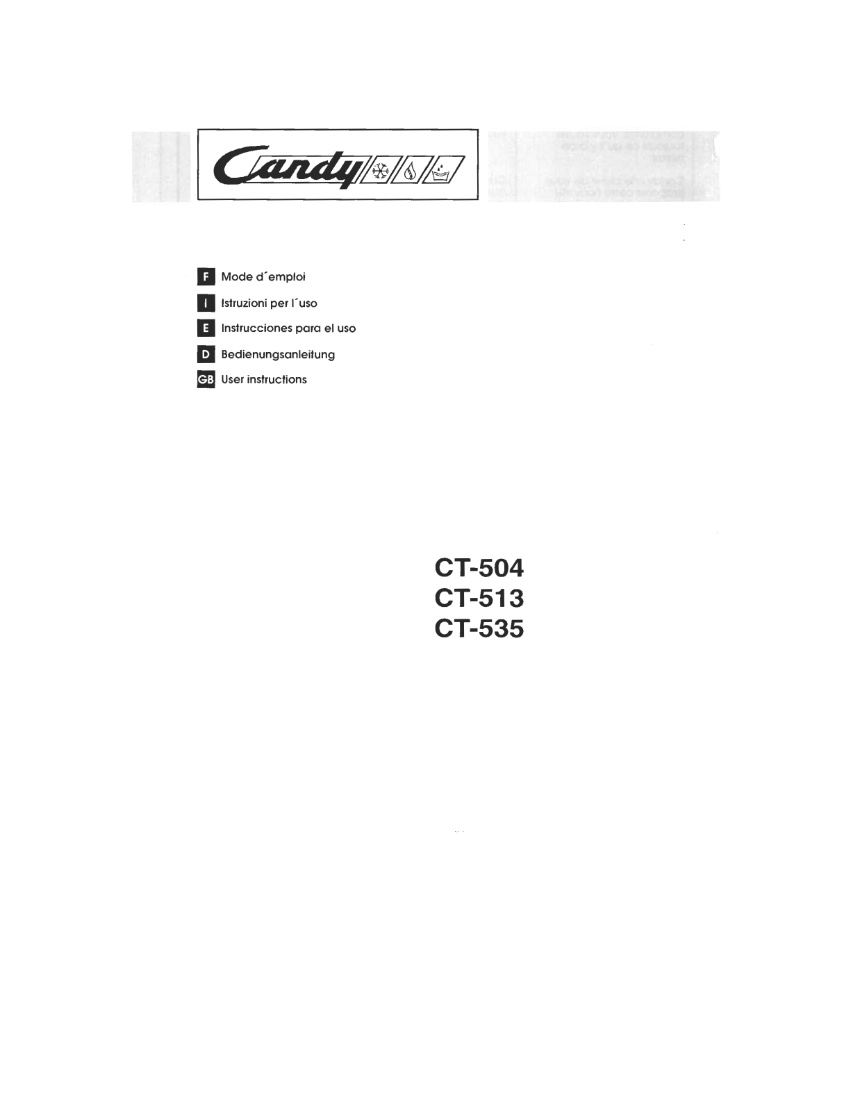 CANDY CT 513 User Manual