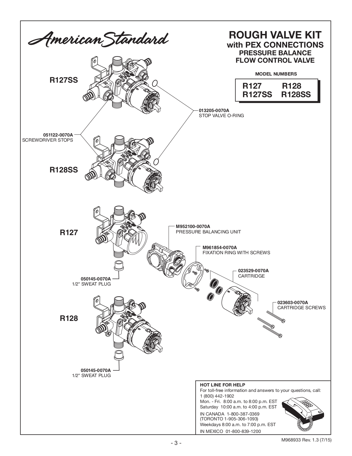 American Standard R127, R128, R127SS, R128SS Service manual