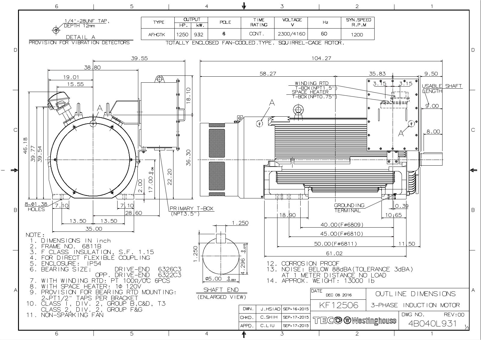 Teco KF12506 Reference Drawing