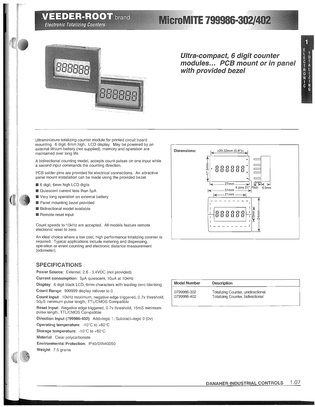 Veeder Root MicroMITE 799984-402 Catalog Page