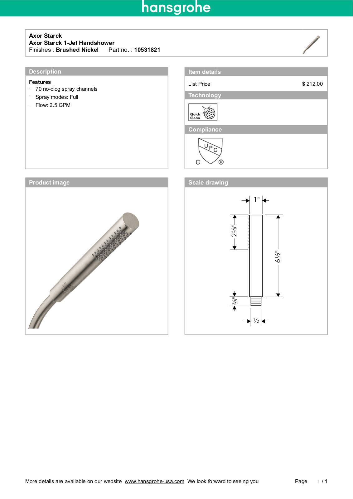 Axor HAN3312 Specifications - ManualMachine.com