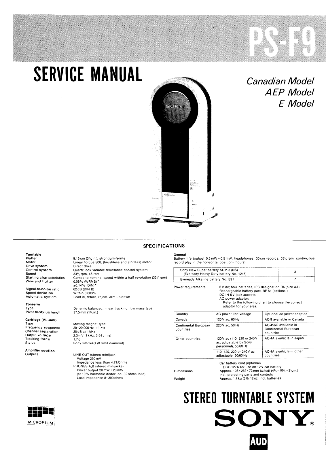 Sony PS-F9 Service Manual