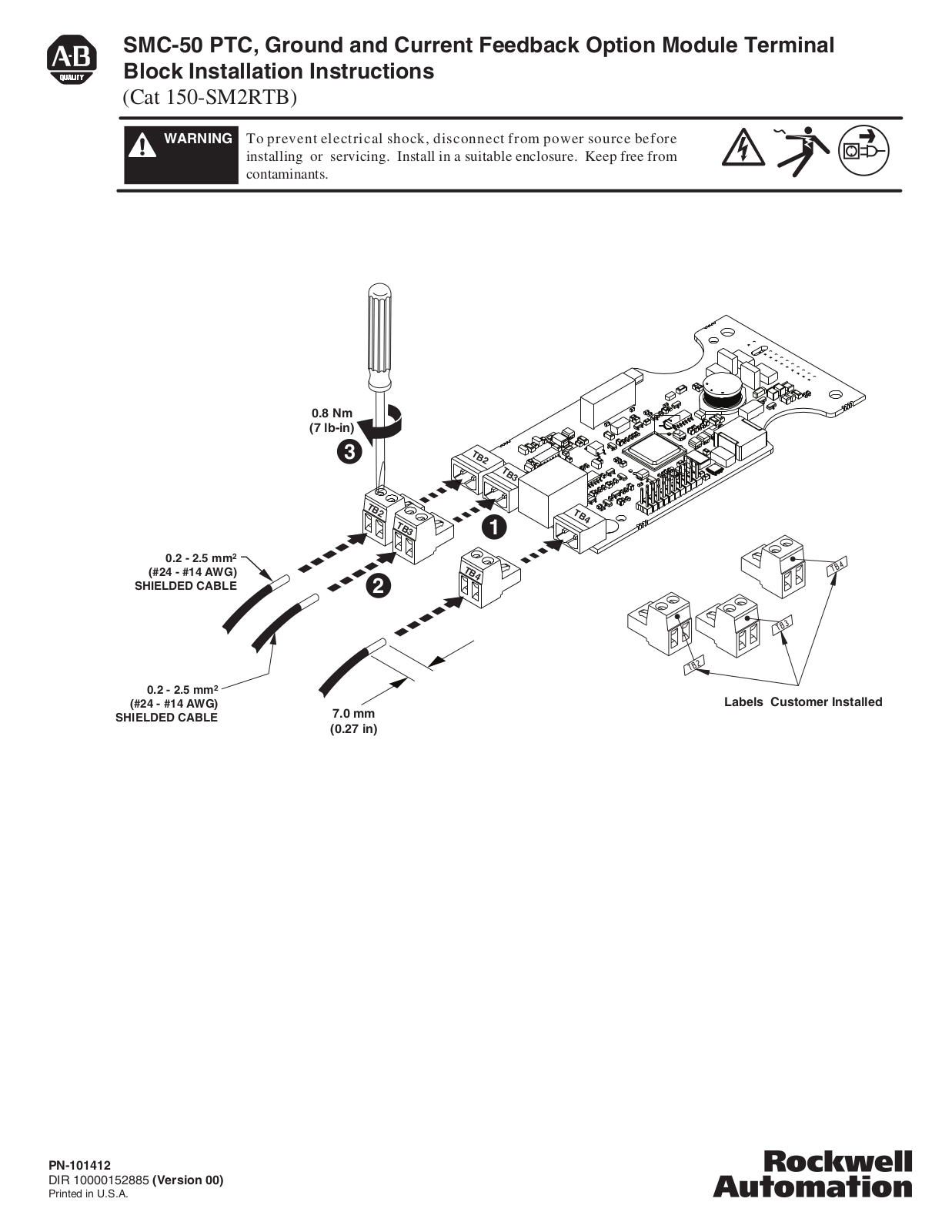 Rockwell Automation 150-SM2RTB User Manual