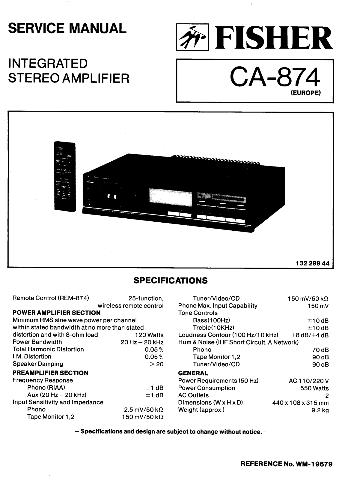 Fisher CA-874 Service manual