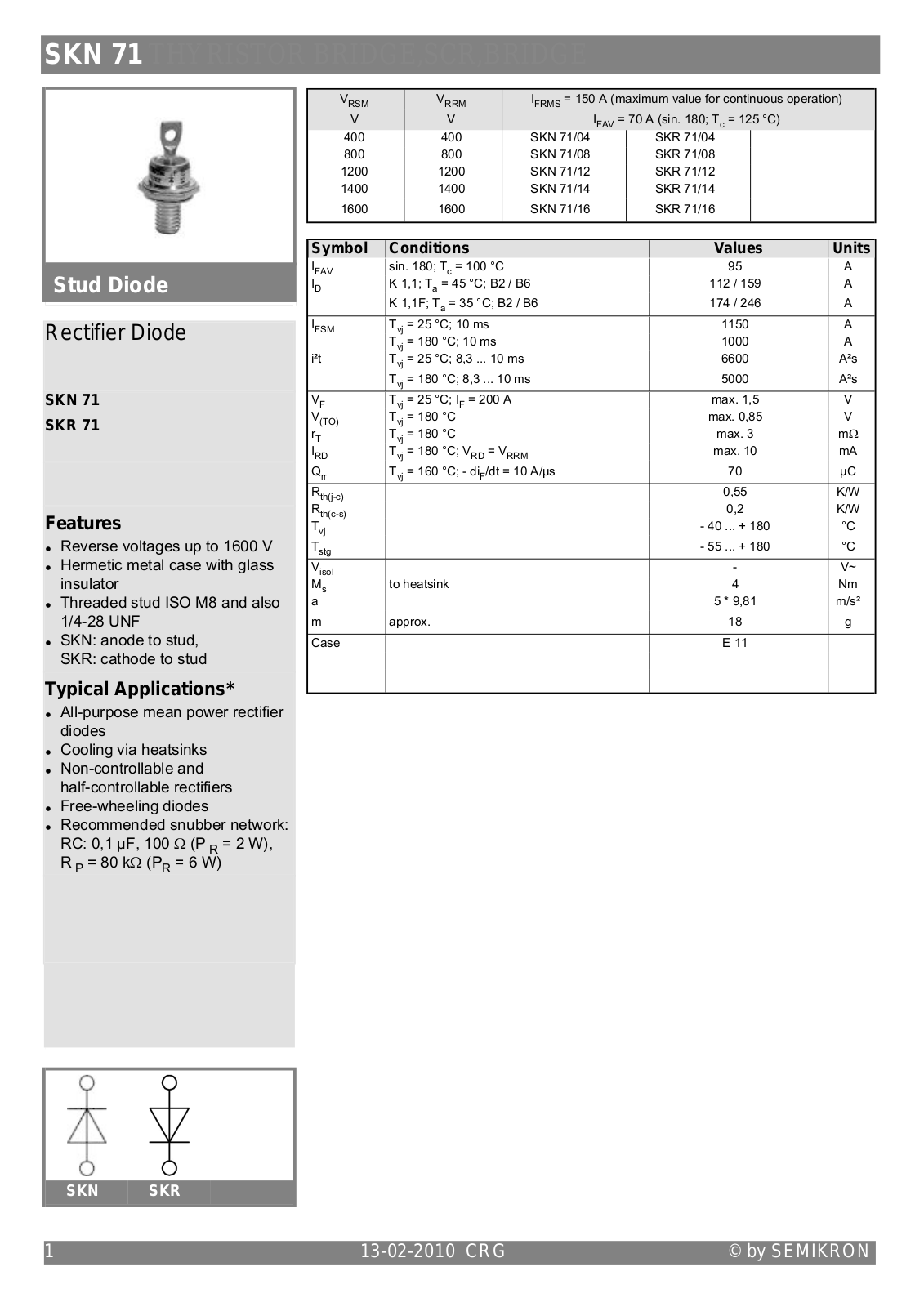 Semikron SKR71 Data Sheet