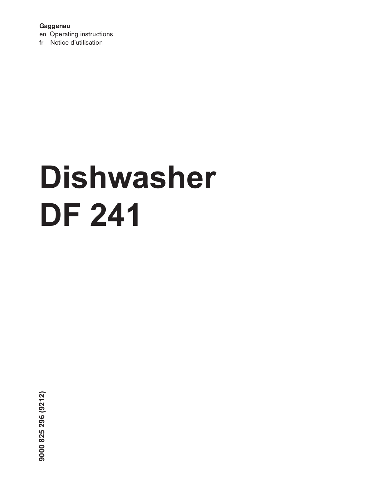 Gaggenau DF 241 User Manual