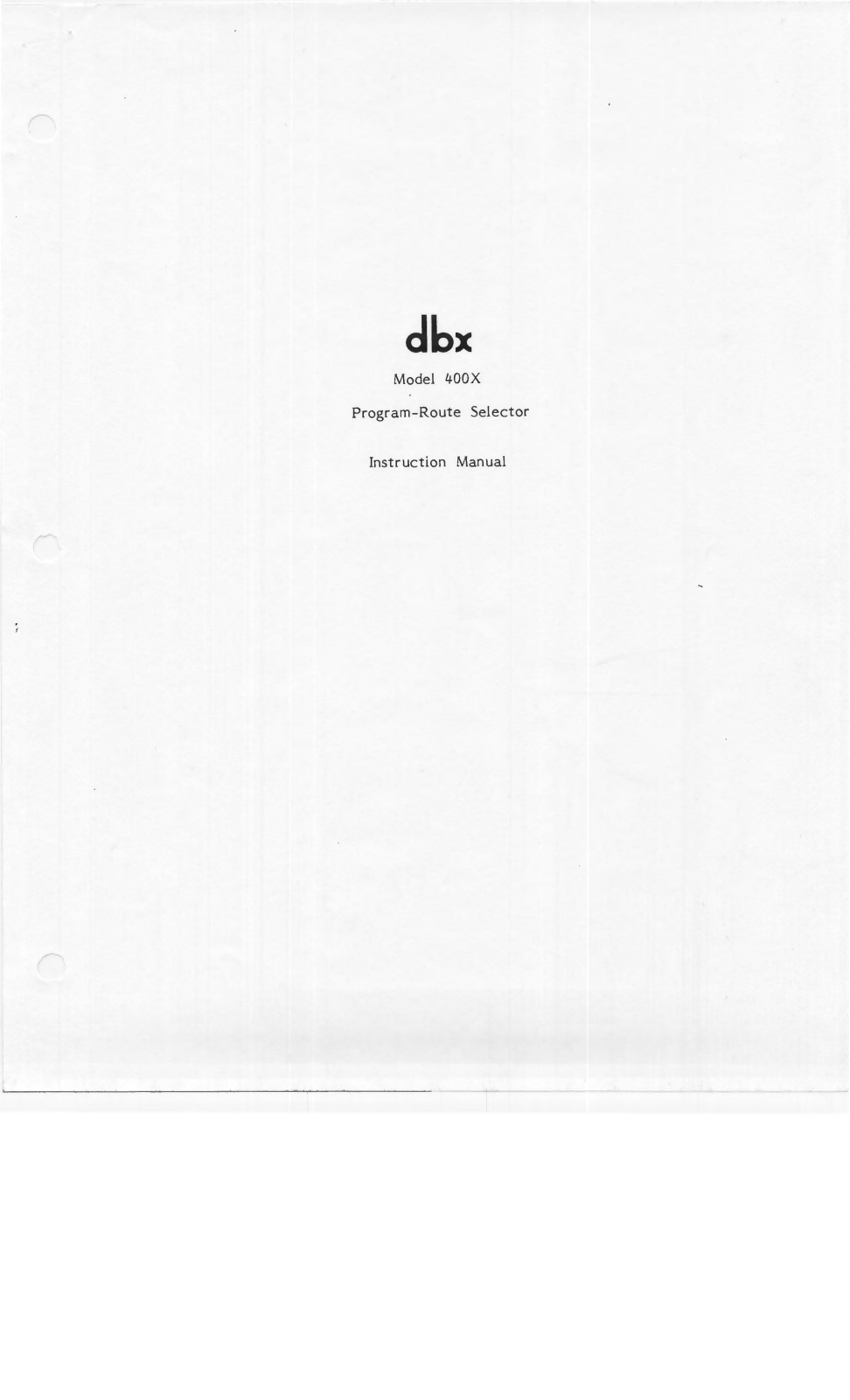 dbx 400-X Owners manual