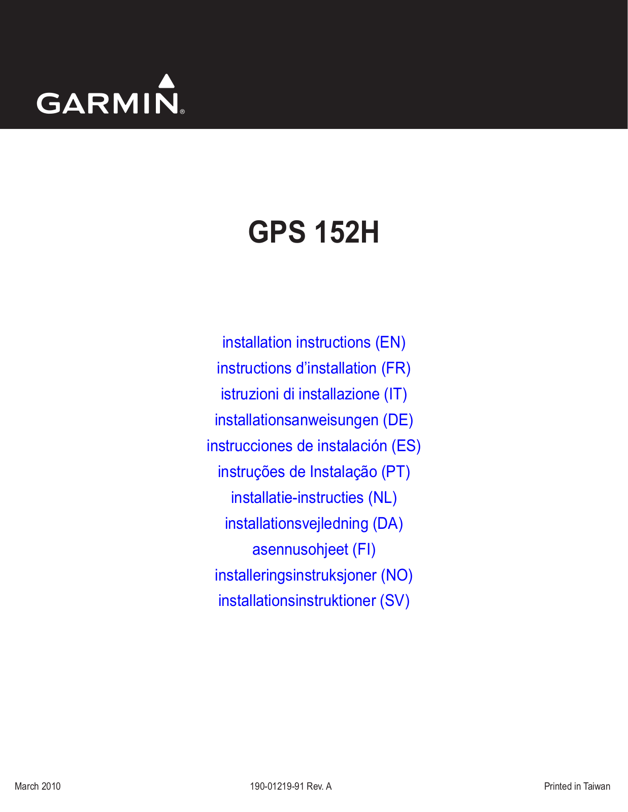 Garmin GPS 190-01219-91 User Manual