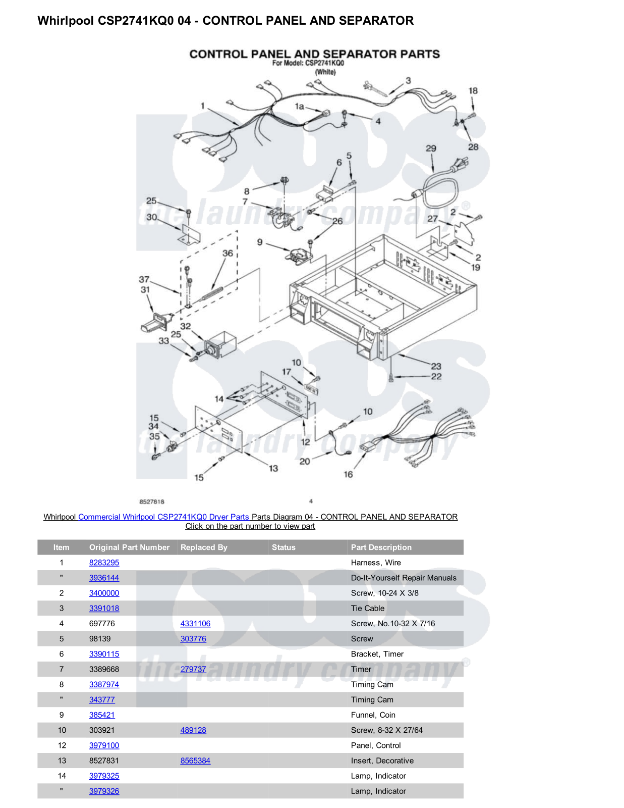 Whirlpool CSP2741KQ0 Parts Diagram