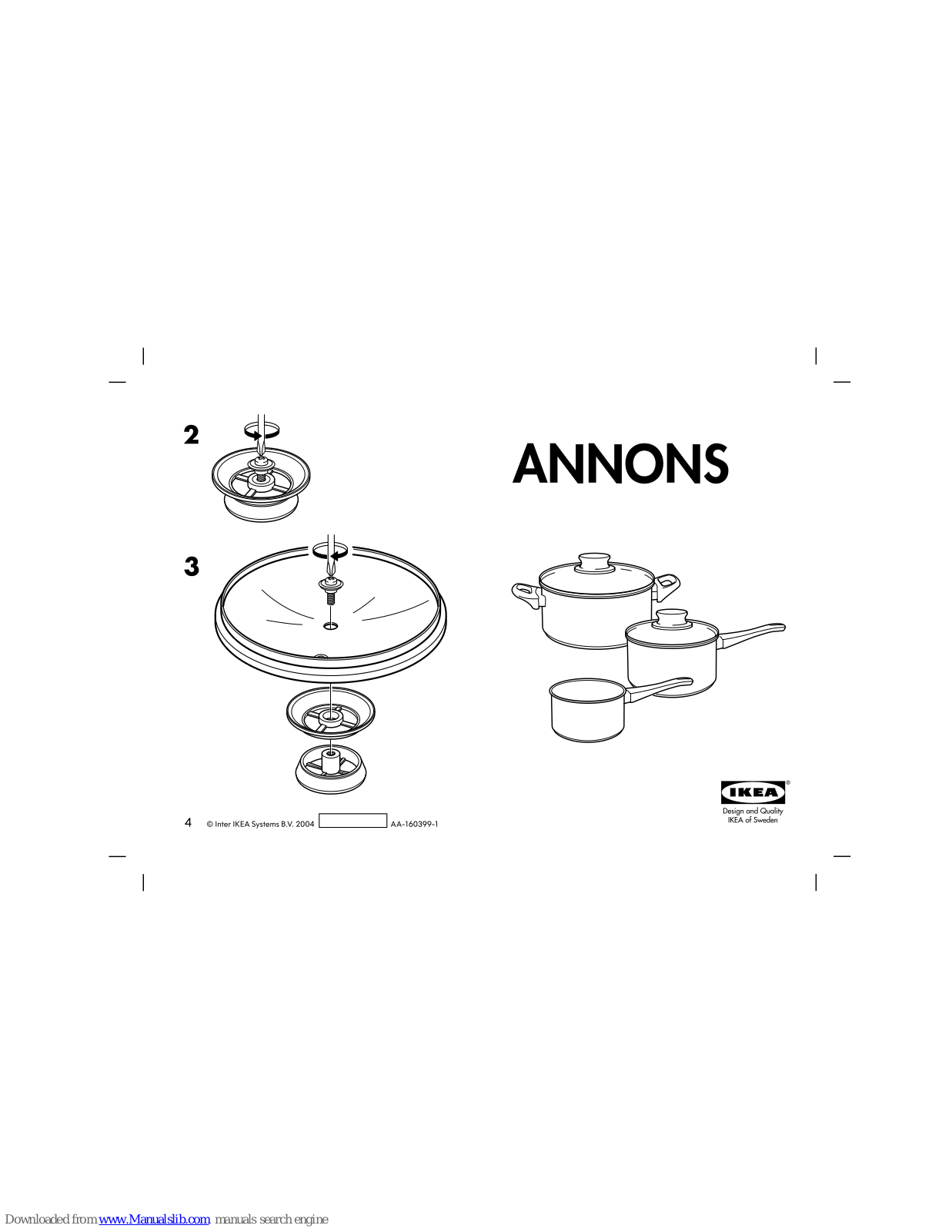 IKEA ANNONS 3PC COOKWARE SET SS, ANNONS Instructions Manual - ManualMachine.com