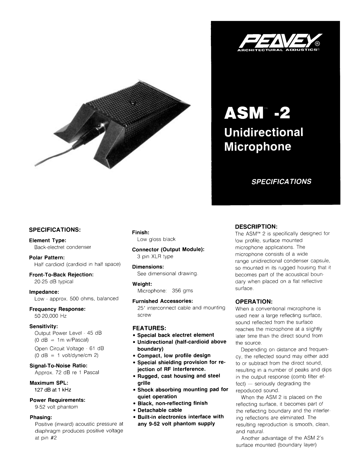 Peavey ASM-2 DATASHEET