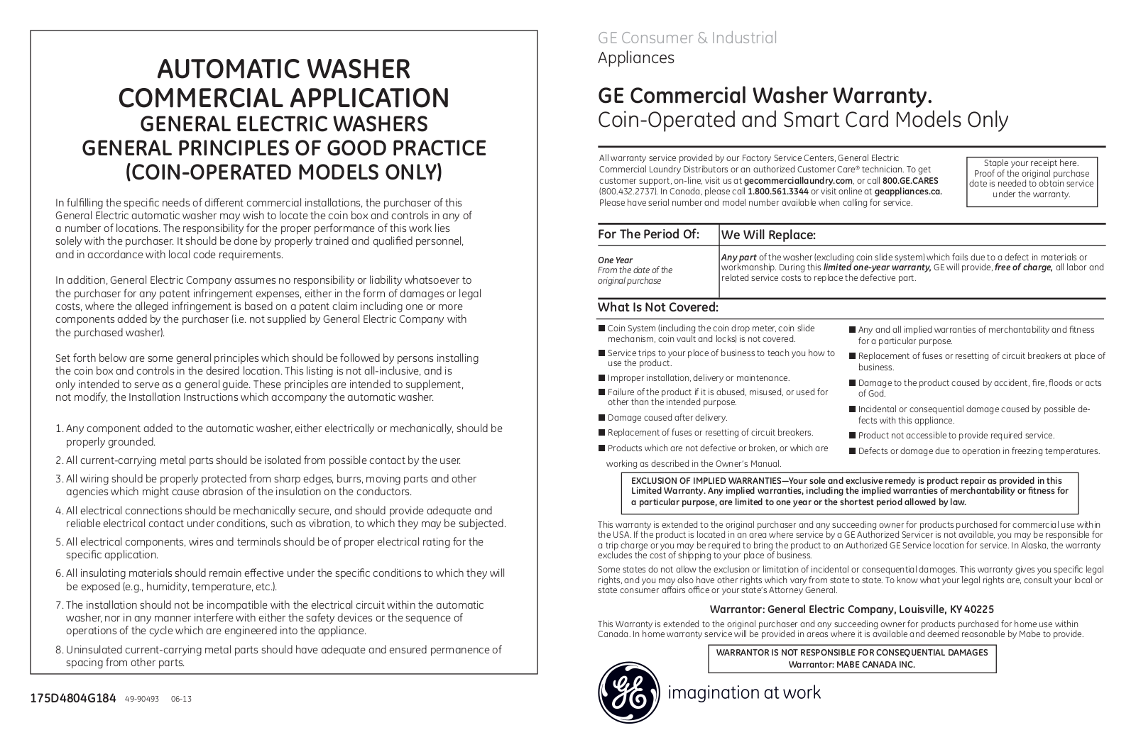 GE WMCN2050FWC Use & Care Guide