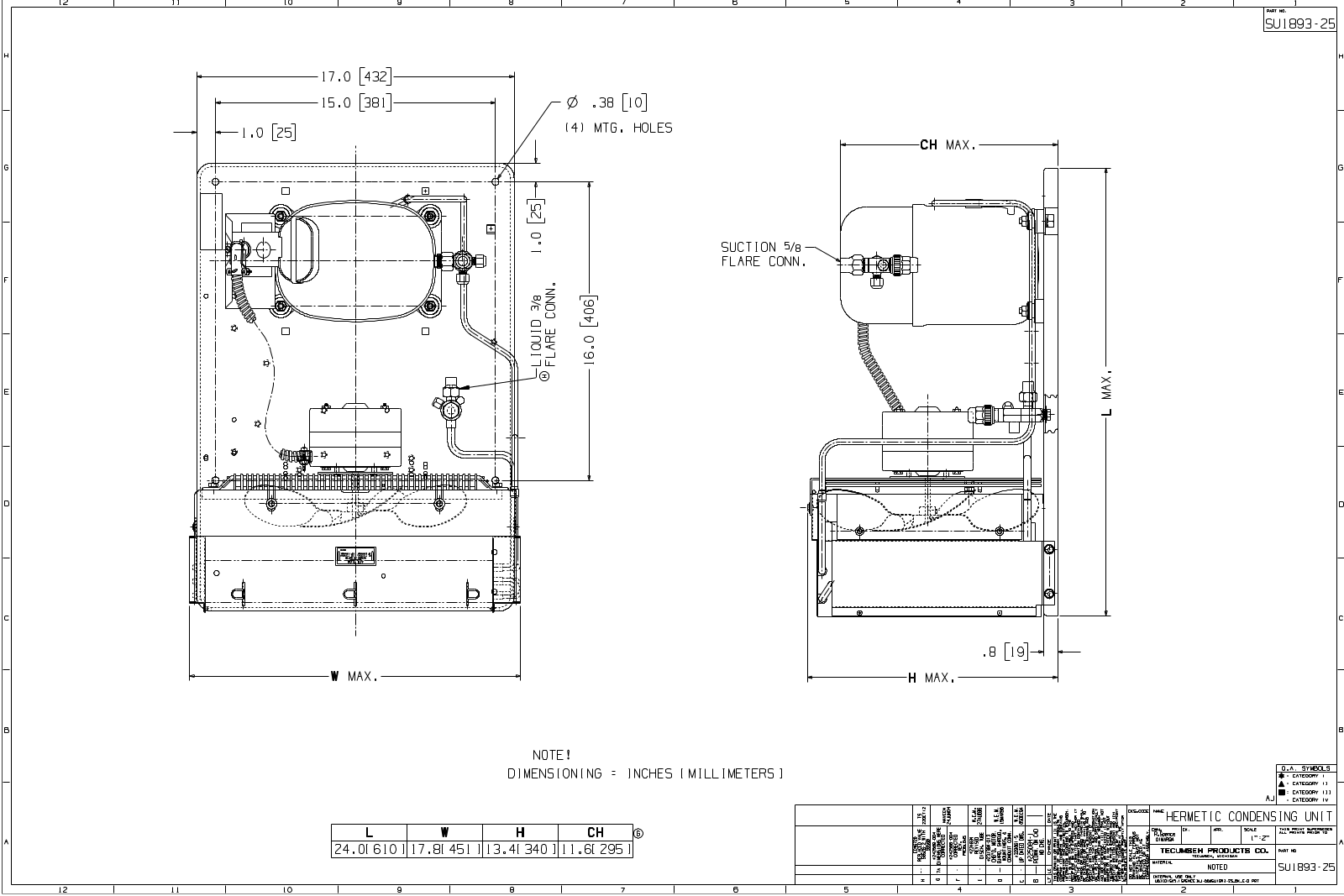 Tecumseh AJA4512YXDXD Drawing Data