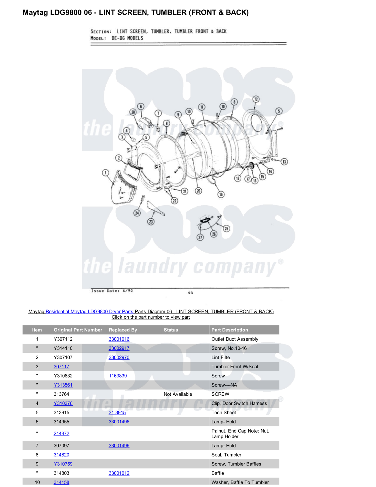 Maytag LDG9800 Parts Diagram