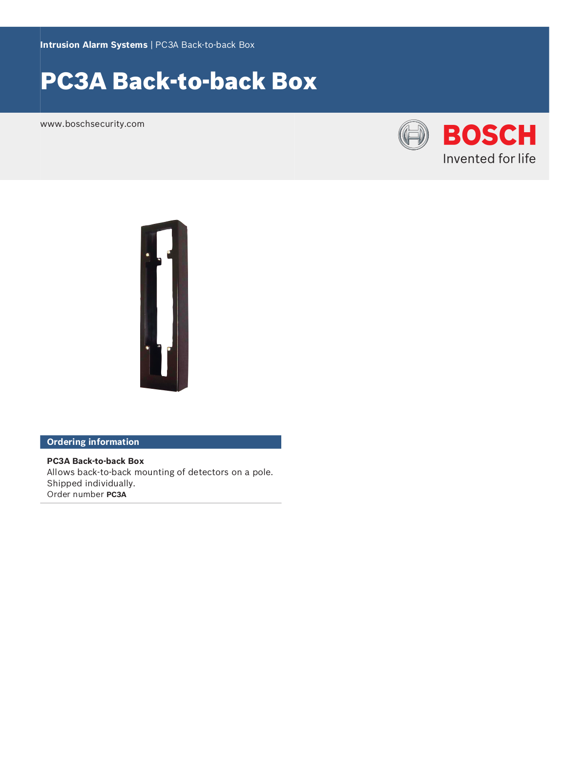 Bosch PC3A Specsheet